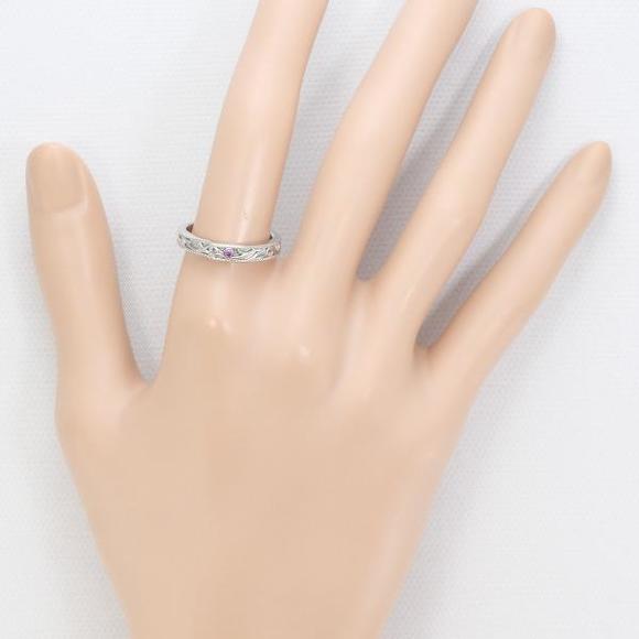 LuxUness K18 White Gold Amethyst Ring 13 Metal Ring - Picture 3 of 7